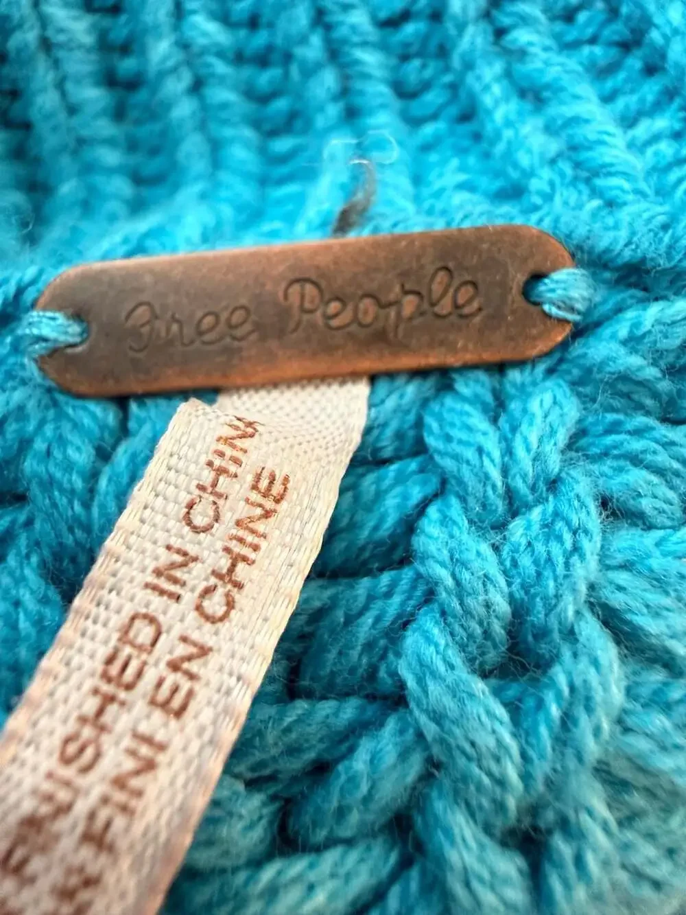 NWT Free People Bell Song Teal Cropped Ribbed Pullover Sweater Size S